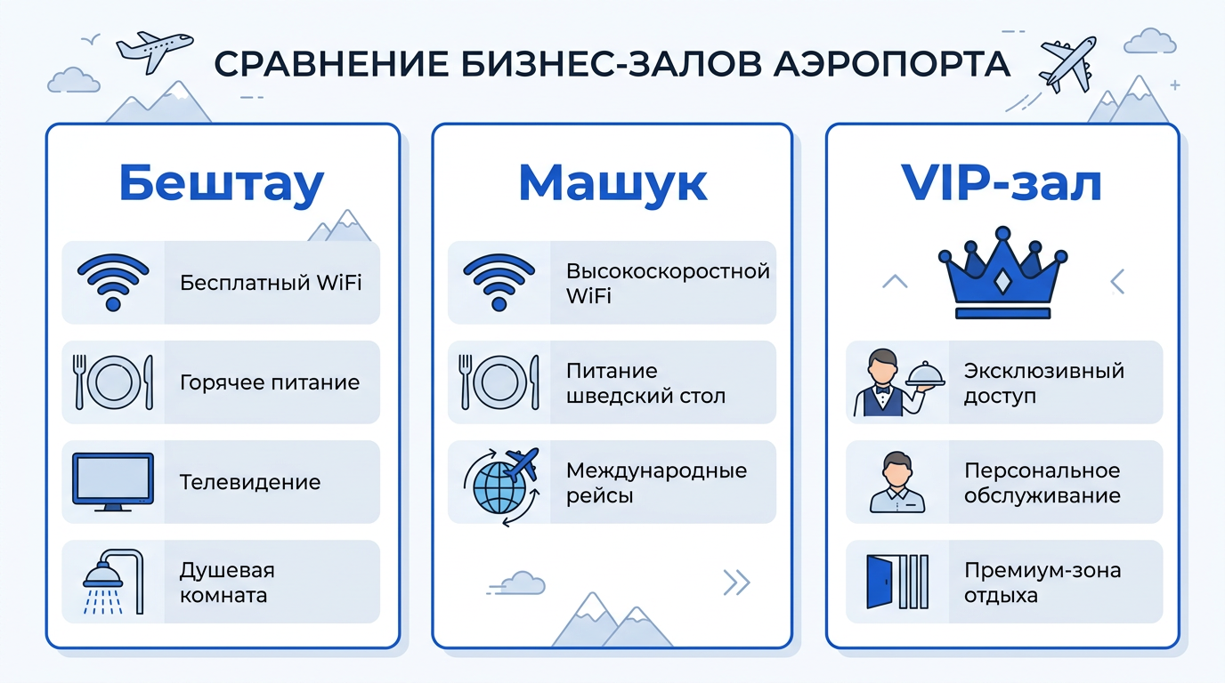 Инфографика: сравнение бизнес-залов аэропорта Минеральные Воды